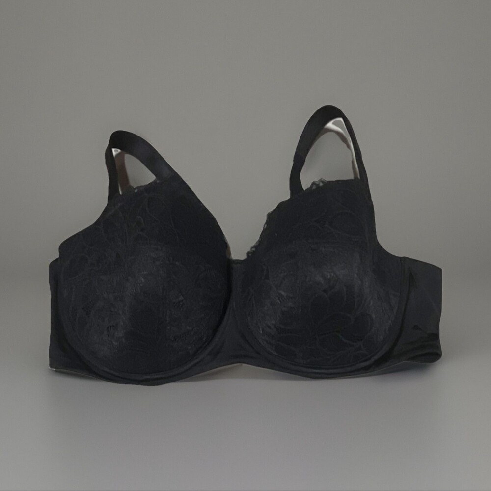 New Joyspun 44D Black Lace Full Coverage Underwire Bra Adjustable Straps